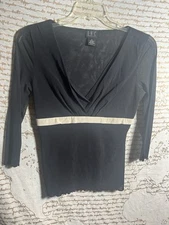 vintage y2k Black Mesh Emo fairy whimsy goth boho grunge babydoll top M.    Ee