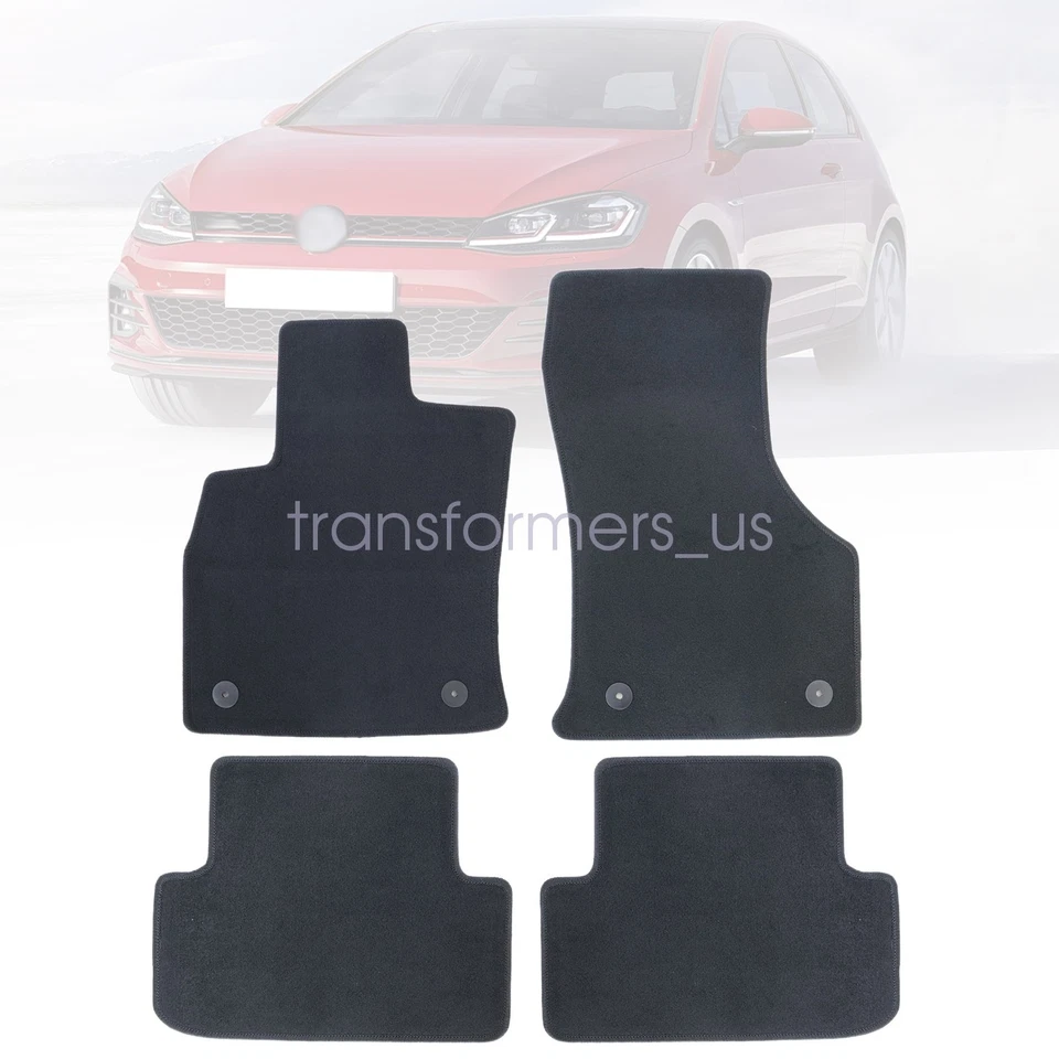 2015-2021 For Volkswagen Golf R GTI Velour Floor Mats Carpet Anti-Slip Black New - Image 2 of 4