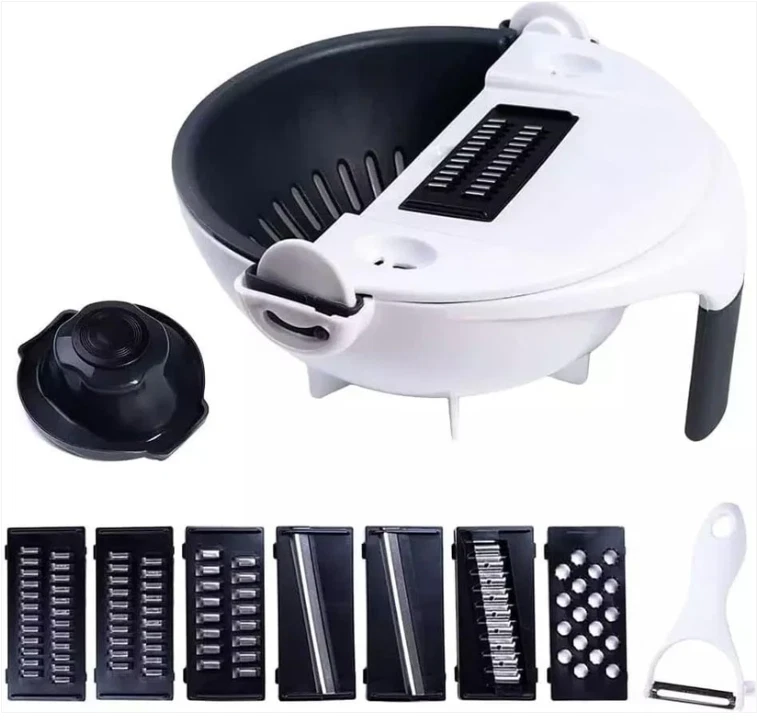 7-in-1 Vegetable Slicer Shredder Grater with Drain Basket & Multi Blades