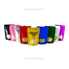 100 Pcs Colorful Stand Up Zip lock Pouches With Clear Window Food Storage Bags