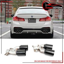 Black Quad Exhaust For 17-20 BMW 5 Series G30 Pre-LCI Stainless Steel M5 Style