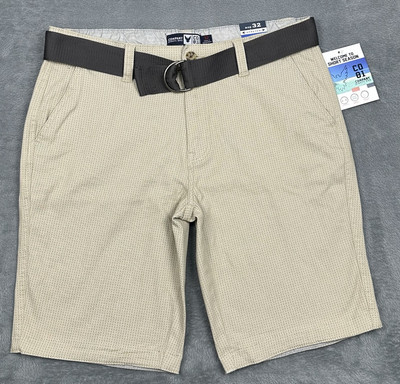 Company 81 Shorts Mens 32 (Fit 34x10) Khaki Dotted Stretch Roll Up Cuff NEW