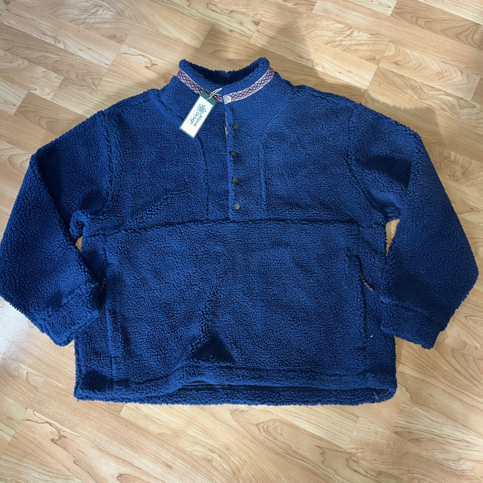 Alpine Design Women's 1/4 Snap Sherpa Pullover Vintage Blue Size L