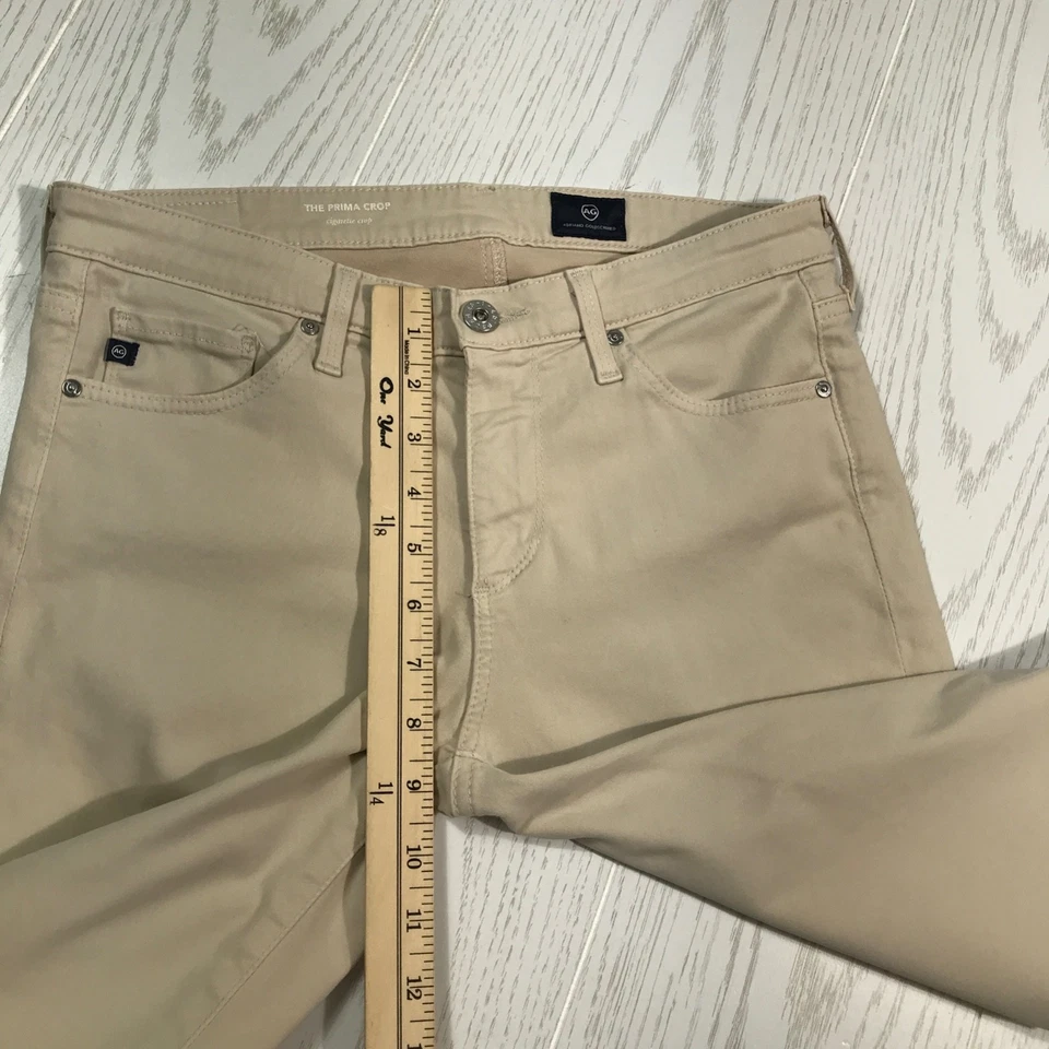 Jeans feminino AG Adriano Goldschmied 27 The Prima crop perna de cigarro bege stretch - Imagem 4 de 4
