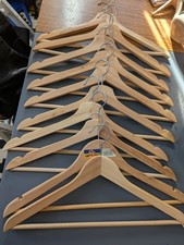 10 Natural Wooden Suit Hangers Clothes Coats Jackets Dress Pants Shirts Skirts