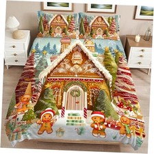 Gingerbread Man Bedding Set 3 Pieces Soft Comforter Cover One Size Christmas