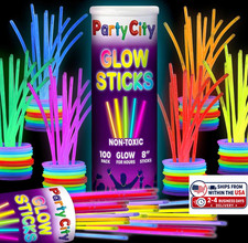 100 Glow Sticks Bulk Party Pack 8    Neon Glow in the Dark Party Supplies