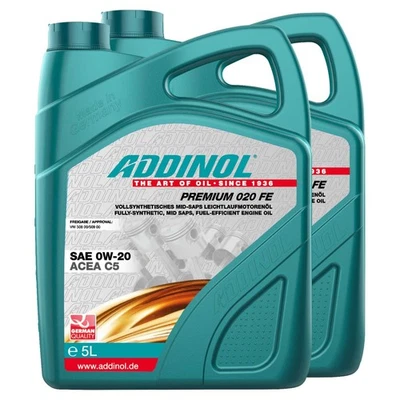 Huile Addinol 0W-20 Premium 020 Fe 2 X 5 Litre pour Audi Cupra Fiat Siège VW - Photo 1/4