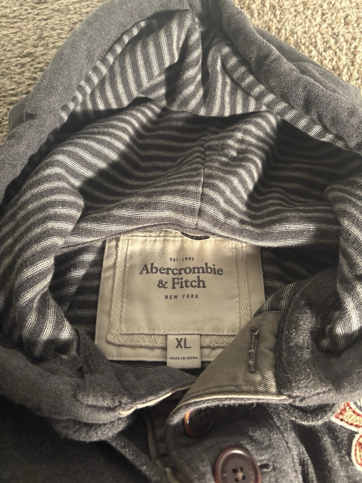 Abercrombie & Fitch Muscle New York Men XL Fleece Hooded Jacket Heather Grey image 2