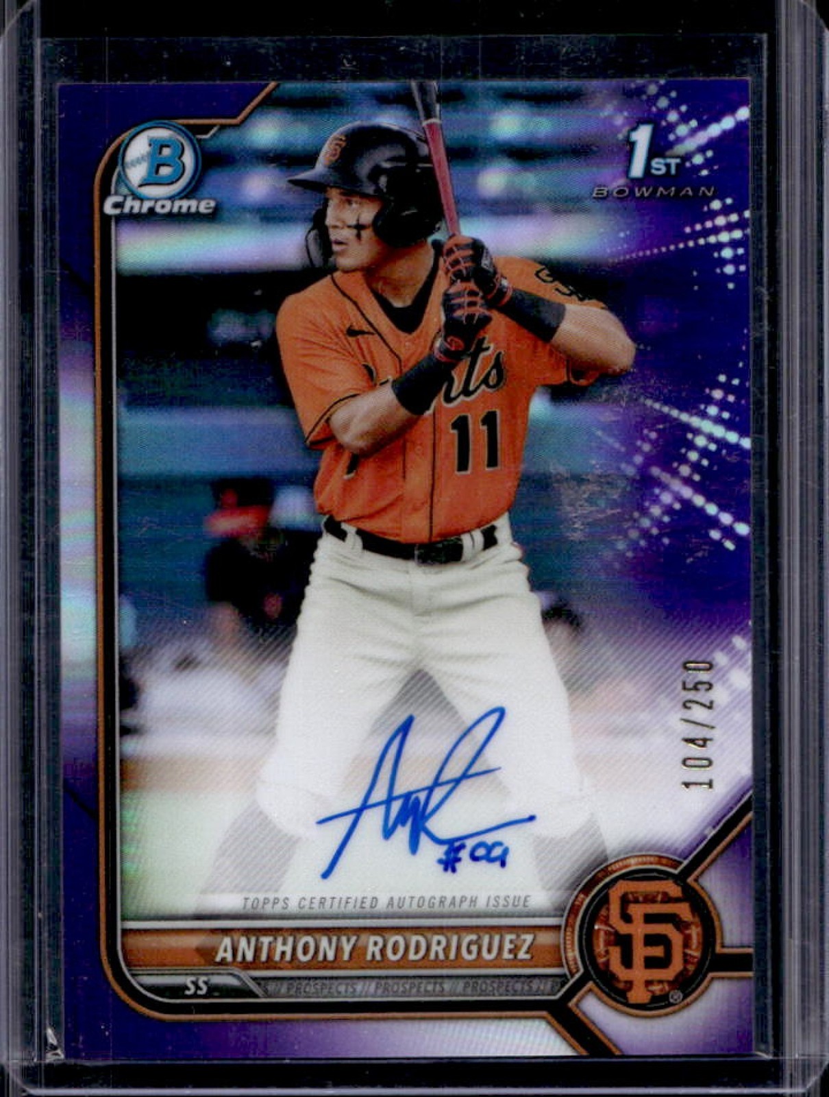 2022 Bowman Anthony Rodriguez Chrome Auto 1st Purple Refractor #/250 Giants
