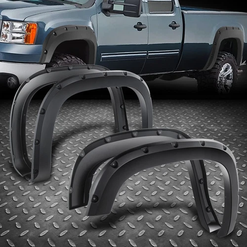 [4PCS]FOR 07-14 GMC SIERRA 1500 2500HD 3500HD POCKET RIVETED WHEEL FENDER FLARES