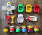 Vintage Early 1990s Fisher Price lot Airplane Boat Police Cars Little People