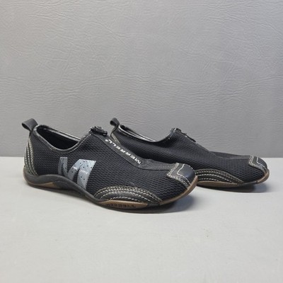 Merrell Barrado Black Womens 6.5 Mesh Zip Slip On Shoes Performance Water Hiking
