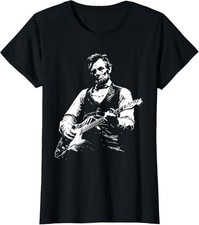 President Abraham Lincoln Playing Guitar Abe Lincoln De Ladies' Crewneck T-Shirt