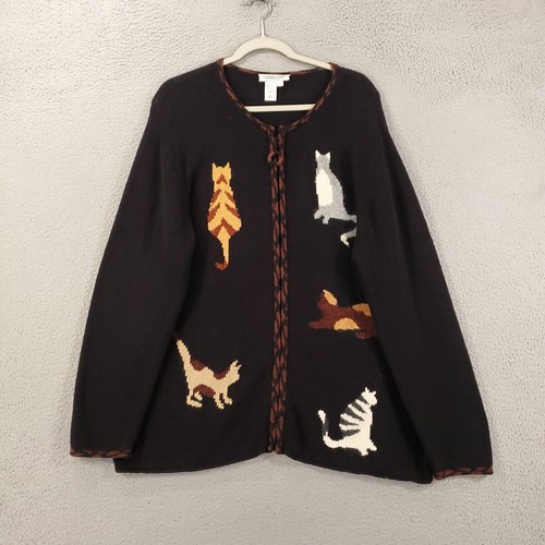 Coldwater Creek Jacke Damen 2X schwarz Kätzchen Katzen durchgehender Reißverschluss Pullover Cardigan - Bild 2 von 11