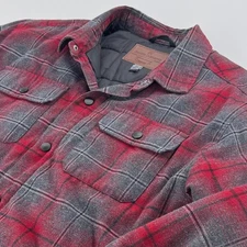 Rugged Elements Flannel Jacket MENS Red Gray Plaid Lined Snap Close SIZE XL