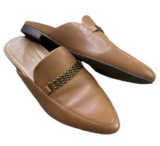 Vionic Starling Mules Slip On Pointed Flats Penny Loafers Tan Leather Sz 6.5