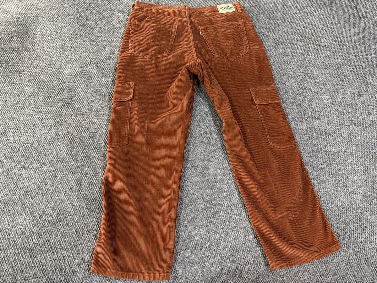 デニム+ジーンズ Levi's SilverTab LOOSE CARGOS CORDUROY Levi's Silvertab Cargo Pants Mens 36x30 Brown Loose Corduroy