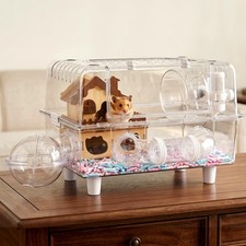 Hamster Cage 8 in 1 PET Transparent Habitat with All Accessories, Easy to Ass...