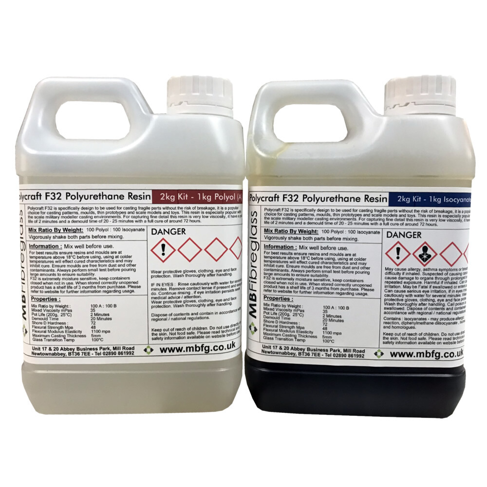 Polycraft F32 Fast Cast Polyurethane Liquid Plastic Casting Resin - 2kg Kit