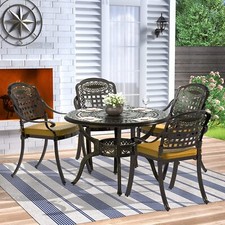 5-Piece Outdoor Dining Set Patio Furniture Set w/ 38.5" Round Table 4 Chairs