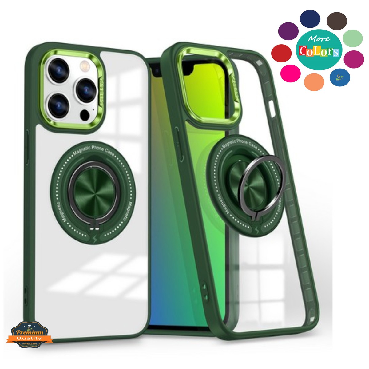 For Apple iPhone 16 Pro Max Hybrid Magnetic 360° Rotate Ring