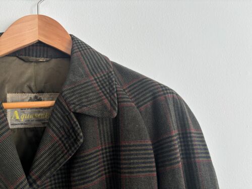 Vintage Aquascutum Plaid Check Showerproof Wool Balmacaan Overcoat/ Top Coat -38 - Picture 6 of 15