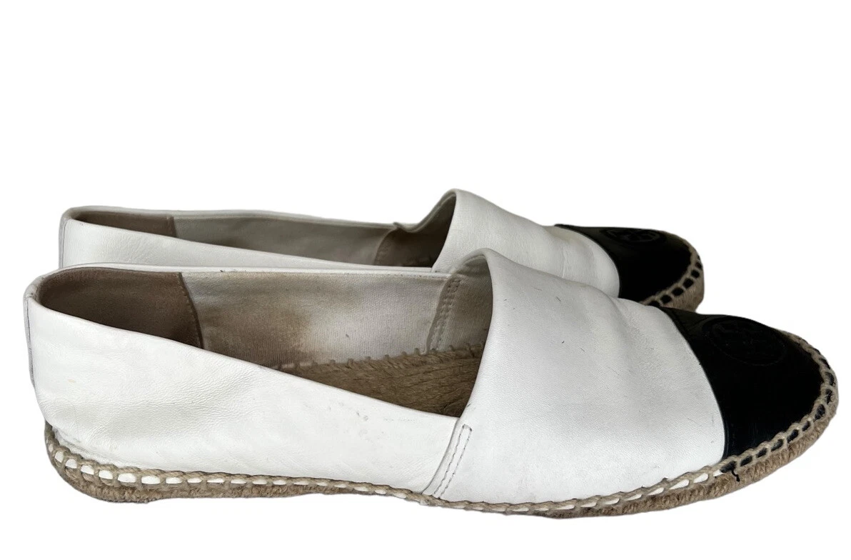 Tory burch espadrilles black and on sale white