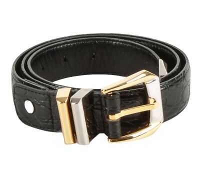 Authentic Gianni Versace Medusa Croc embossed leather belt - Main Image