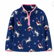 OSHKOSH B'gosh Navy Blue Santa Unicorn Fleece Pullover Size 12M NWT