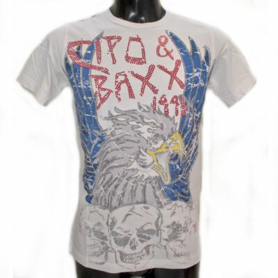 Cipo & Baxx Herren Shirt Adler Totenköpfe Gr. S weiß Herrenshirt C5074 Neu