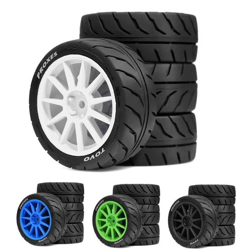 68mm Rubber Tires Wheels 12mm Hex for Tamiya TT01 TT02 TA06 XV01 XV02 PTG-2 1/10