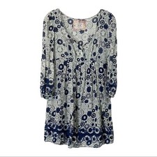 Chelsea & Violet Blue Floral Boho Crochet Empire Waist Liberty Dress Size S