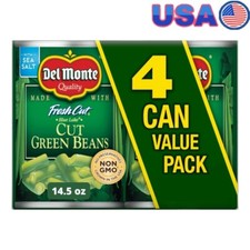 Fresh Cut Green Beans Canned Vegetables Non-GMO Shelf-Stable 14.5 oz Pack of 4