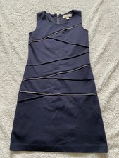 Michael Kors Women Sleeveless 1/2 Zip Knee Shift Dress Black Size 2