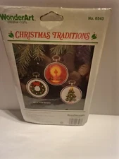 WonderArt Creative crafts #6543 Ornament Trio Needlepoint 100% Wool