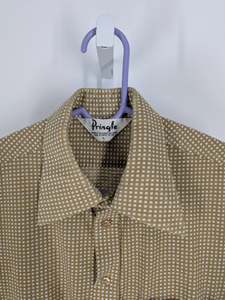 Polo Pringle of Scotland Reino Unido Vintage Años 70 Verde Atómico Mod Geométrico 5050 Tejido L Foto 3 de 4