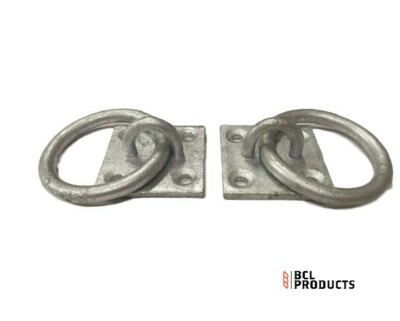 2 x verzinkter Ring auf Platte, 50 mm x 50 mm Zurrring, Pferdebox zum Festzurren.