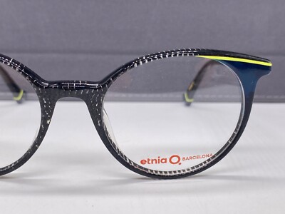 Etnia Barcelona Brille Damen Rund Schwarz Blau panto Groß Malaga NP:199 
