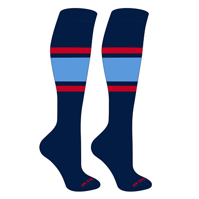 Lot De Chaussettes De Sport Rayées – Blanc, Bleu Columbia, Rose Vif – Neuves