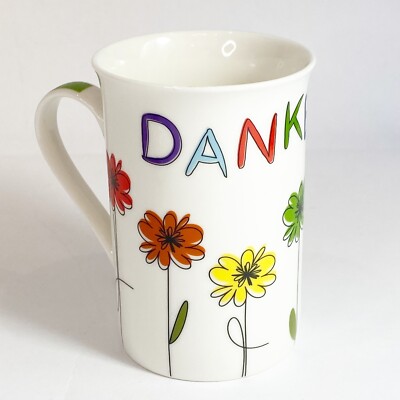 KESPER White Floral  Danke  Coffee Tea Cup Mug German Thank You