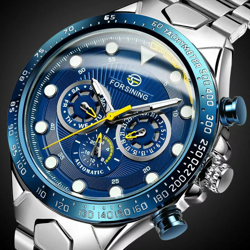 Luxury Men Watches Automatic Mechanical Watch Blue Waterproof Date