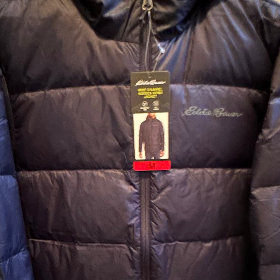 Eddie Bauer Men Jacket Blue Down Puffer 650 Fill Hooded Eddie Bauer Men Jacket Blue Down Puffer 650 Fill Hooded