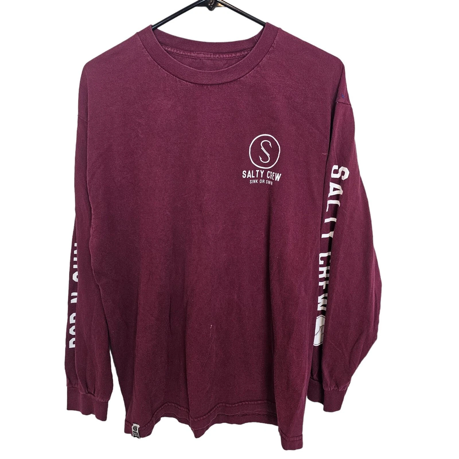 Salty Crew T Shirt Salty Crew Long Sleeve Rod N Gun Club Fishing Shirt Red L