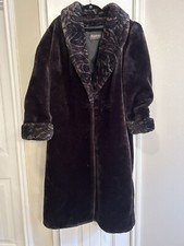 Vintage Monterey Faux Fur Coat Womens Large Usa Long Full Length Animal Print