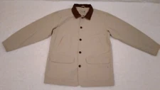 VTG 90s L.L. Bean Canvas Tan Corduroy Collar Barn Chore Hunting Coat Jacket Sz L