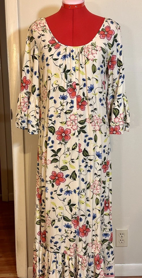 Vestido Christy Dawn Rowe ligeramente usado, crema floral, talla pequeña Foto 4 de 4