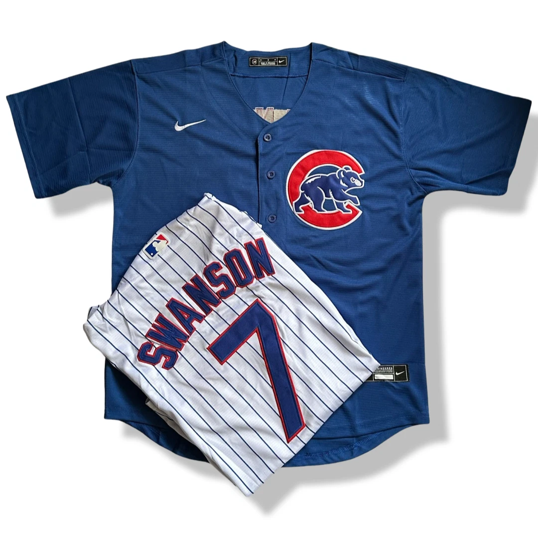 Chicago Cubs #7 Dansby Swanson Jersey Blue/White S-3XL Sizes Free