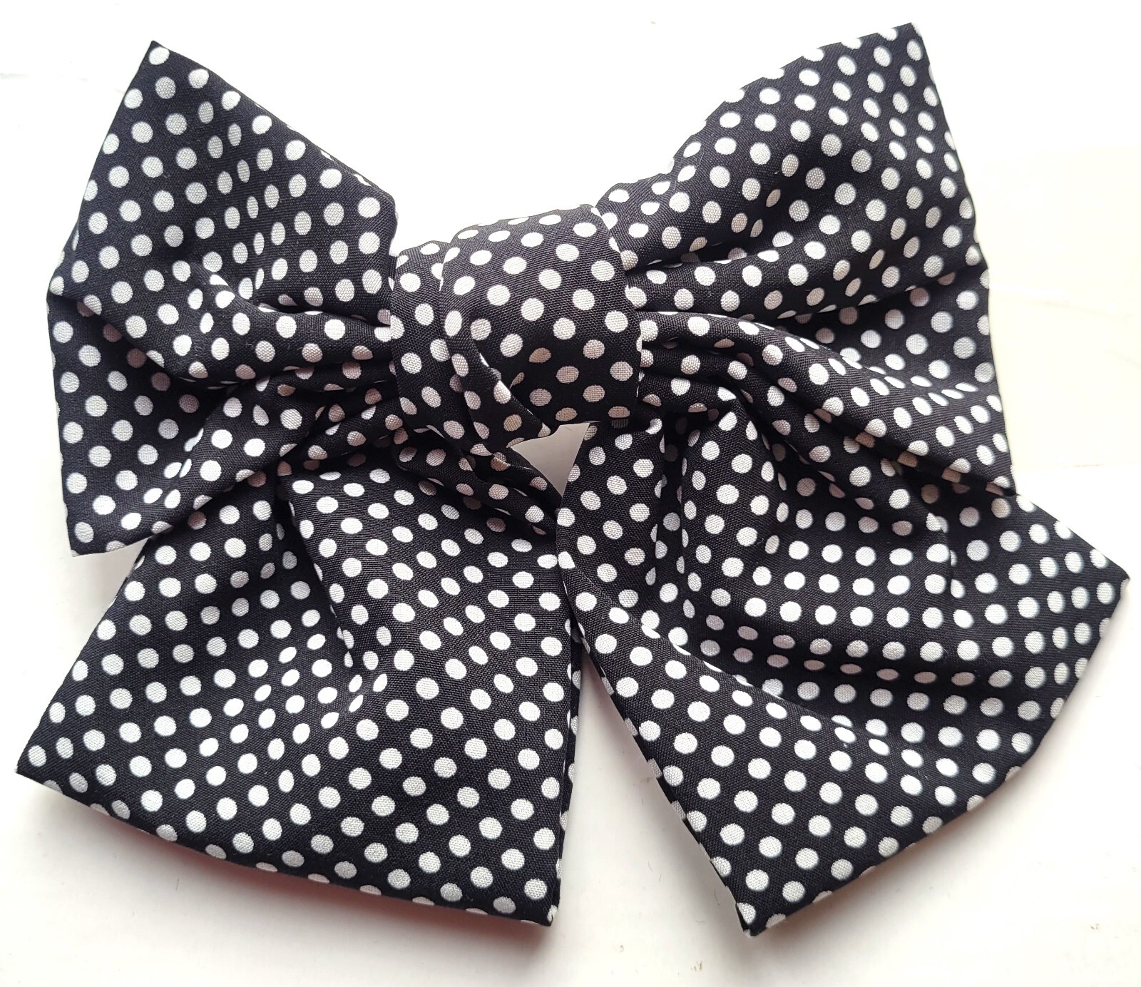 NEW 15cm Black Polka Dot Spotted Bow 10cm Barrette Hair Grips Clips Fashion