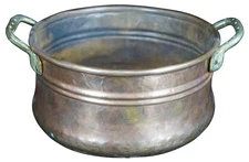 Antique Hammered Copper Brass Dovetailed Cauldron Boiler Stock Pot 9"